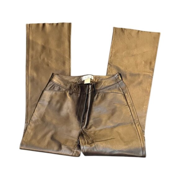 Vintage Spiegel Copper Leather Pants (Size 4) - Bold, Edgy Statement Piece - Picture 1 of 8